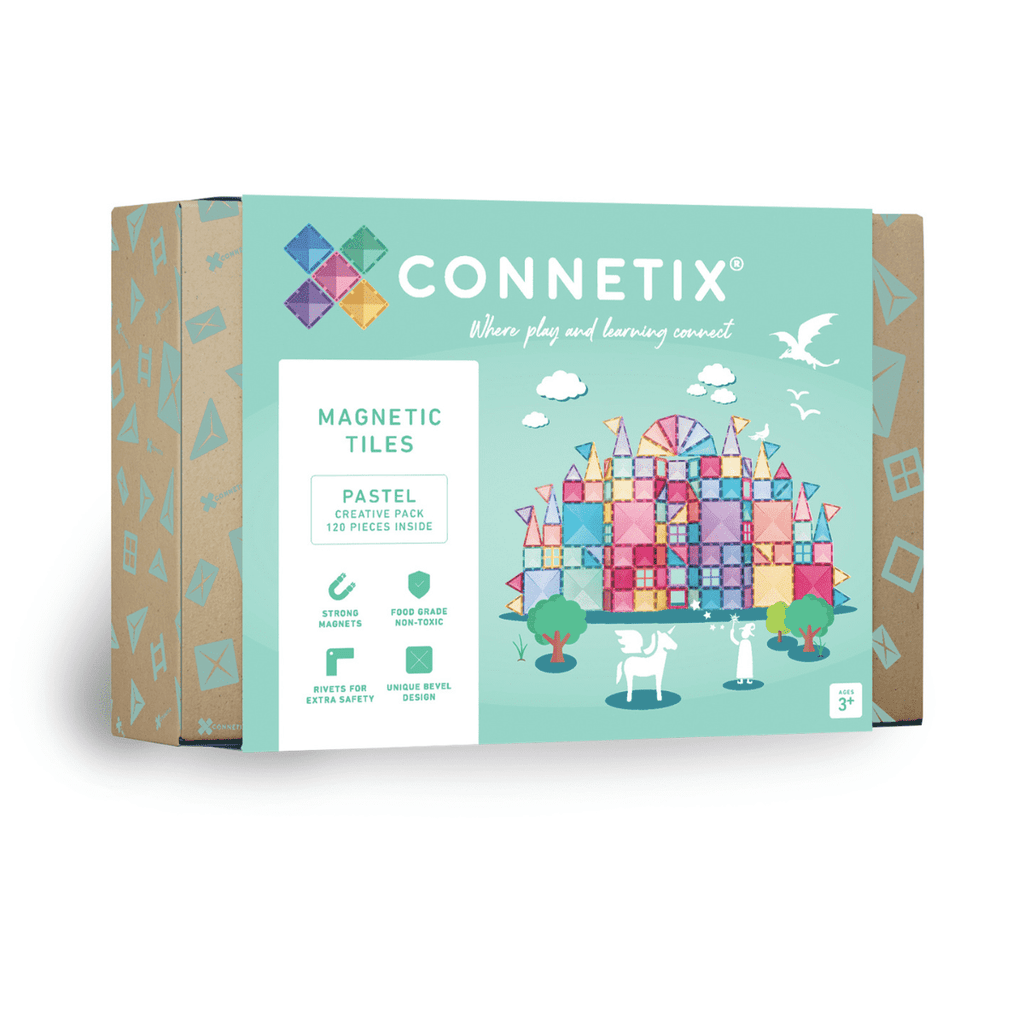 Confezione Connetix 120 pezzi colori pastello, gioco STEM creativo e sicuro
