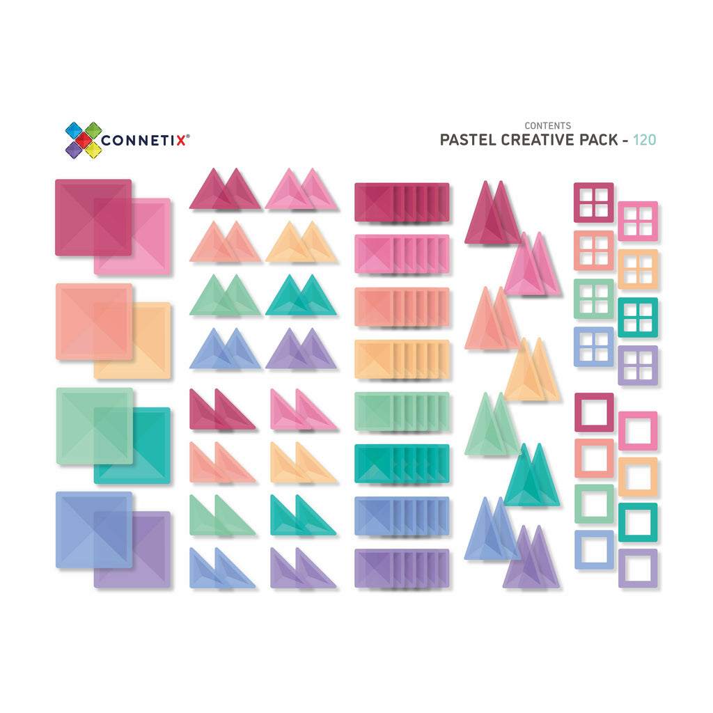 Tessere Magnetiche Traslucide - Creative Pack 120 pezzi - Colore Pastello - Connetix - Millemamme