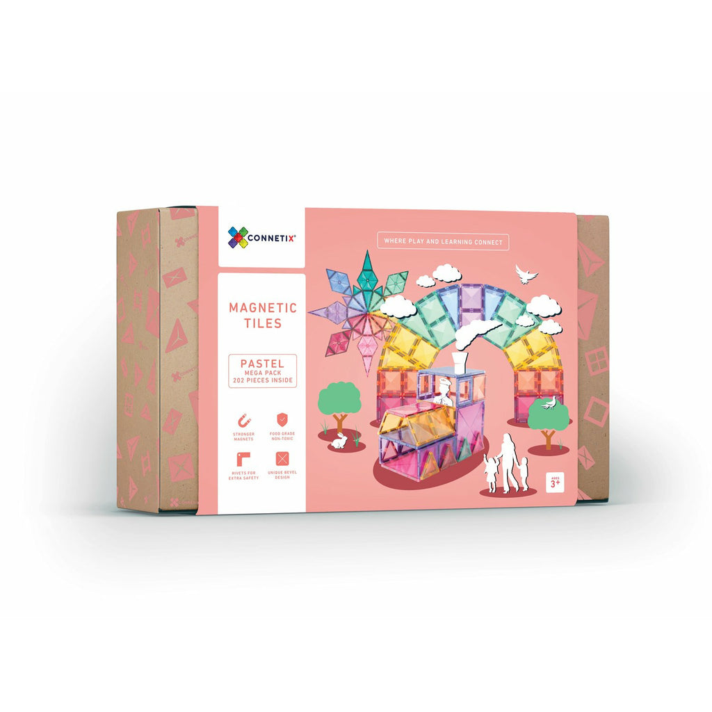 Tessere Magnetiche Traslucide - Mega Pack 202 pezzi - Colore Pastello - Connetix - Millemamme