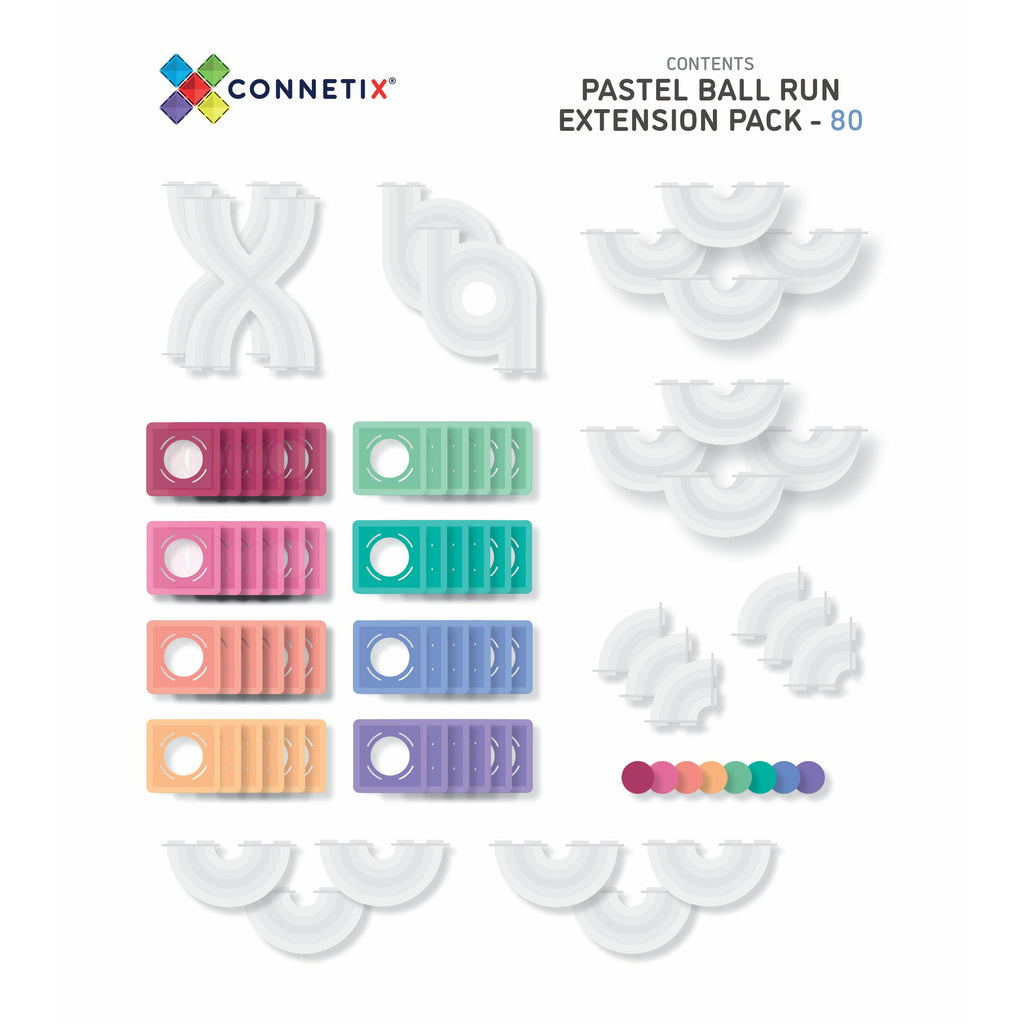 Tessere Magnetiche Traslucide - Estensione Pista per biglie (ball run) - Colore Pastello - Connetix - Millemamme
